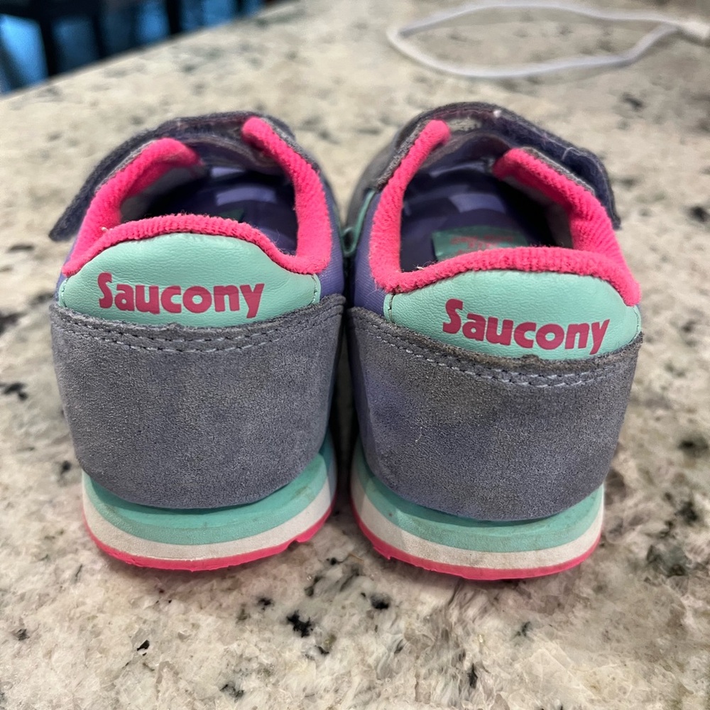 Saucony Pink and Purple Sneakers Vibrant Casual Style